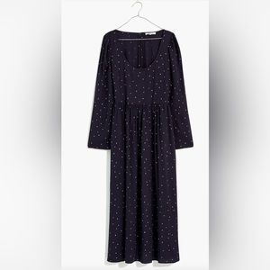 Madewell Alicia Long-Sleeve Scoopneck Midi Dress in Night Stars